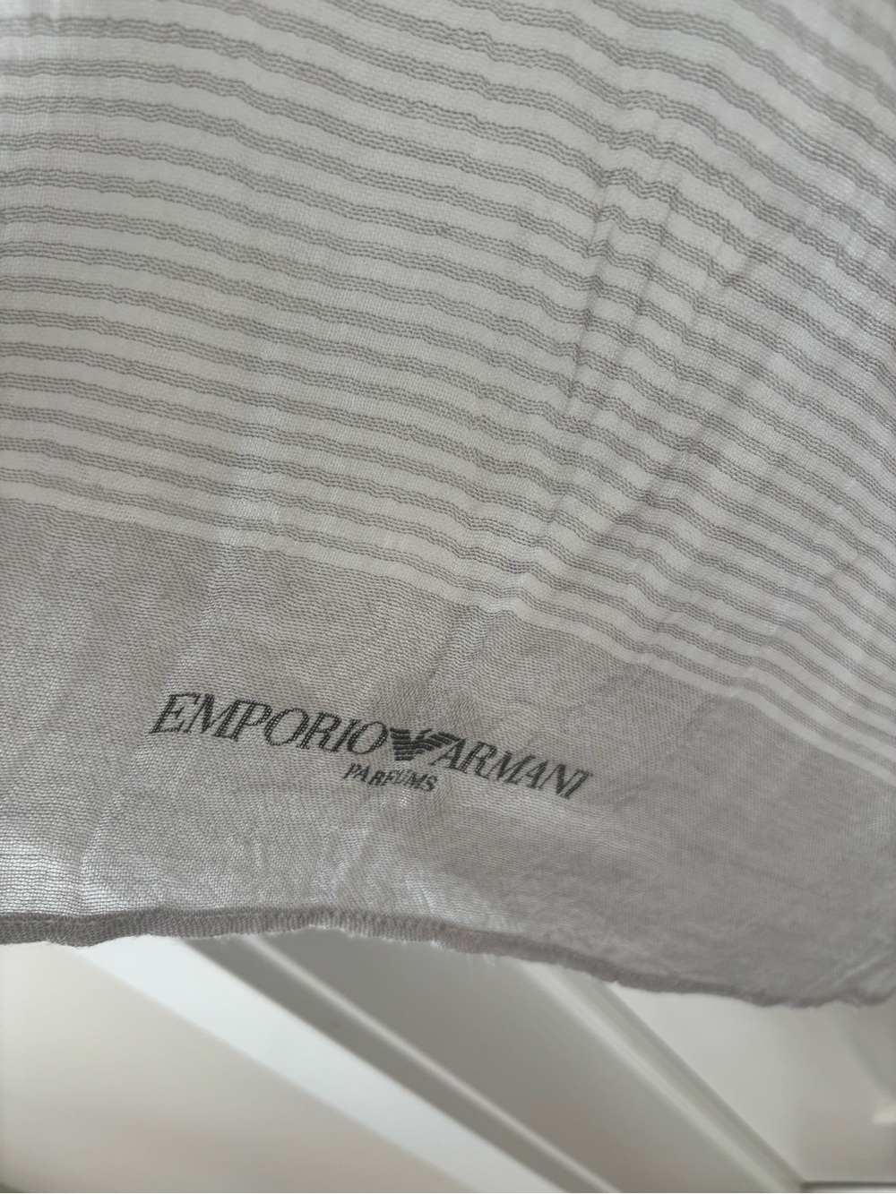 Emporio Armani Parfums Light Gray Striped Scarf